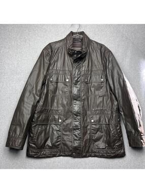 Coach Heritage Field Jacket Mens Brown Waxed Cotton Utility Coat Military XXL